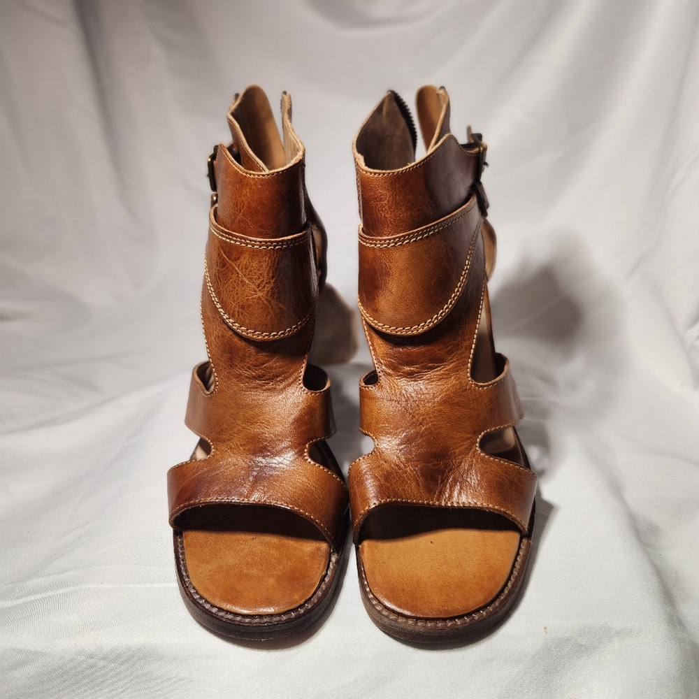 Bed Stu Ida F386012 Womens Brown Leather Hook & Loop Heeled Sandals Shoes -NWT - Picture 8 of 10